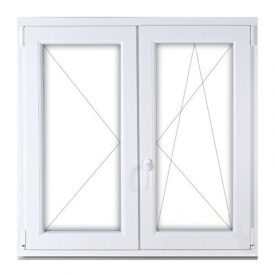   CanDo 118 cm x 148 cm-es műanyag ablak 3 rétegű üvegezéssel középen felnyíló 2 szárnyas 7 kamrás fehér