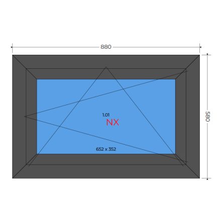 Decco 90 cm x 60 cm-es antracit/fehér műanyag ablak bukó-nyíló 6-kamrás 